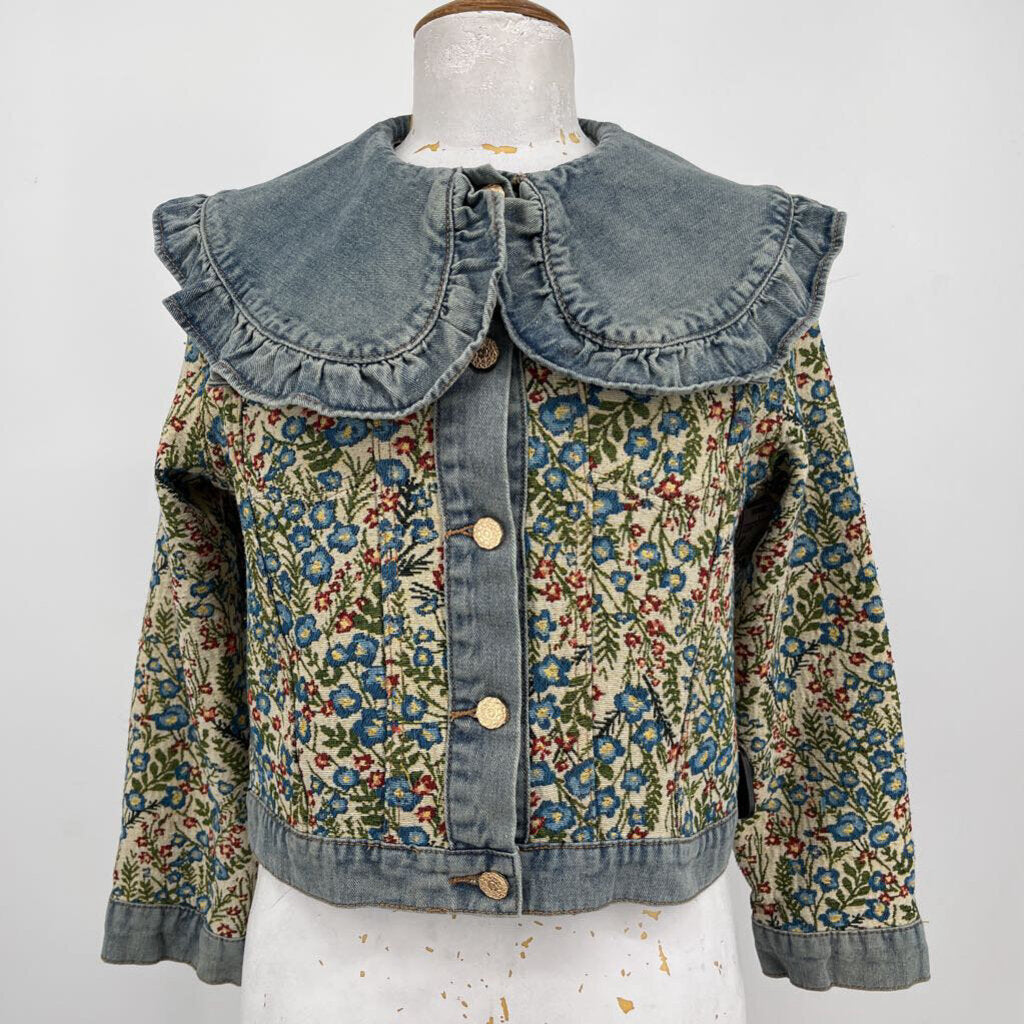Floral Tapestry & Denim Jacket