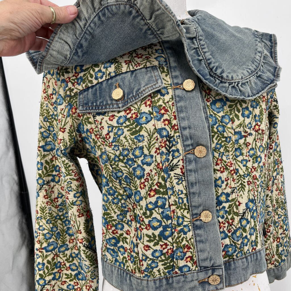 Floral Tapestry & Denim Jacket