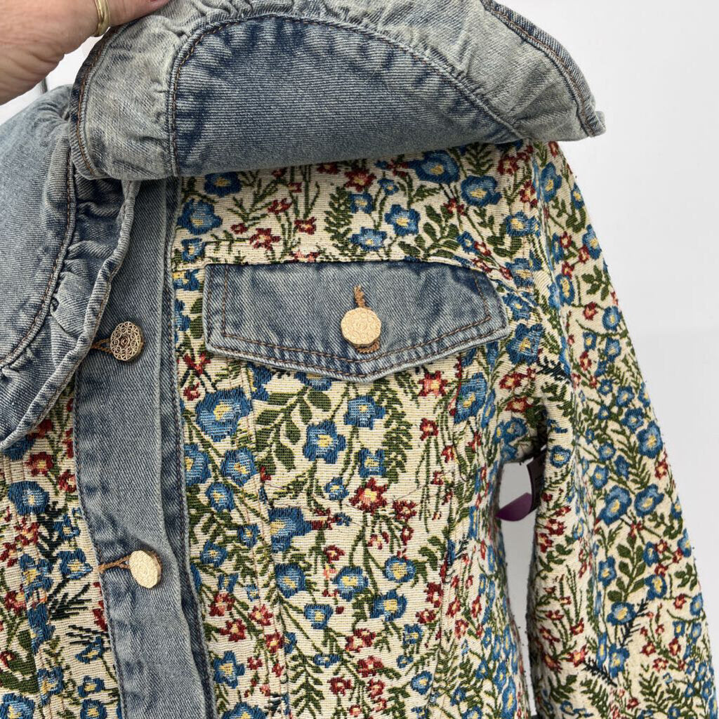 Floral Tapestry & Denim Jacket