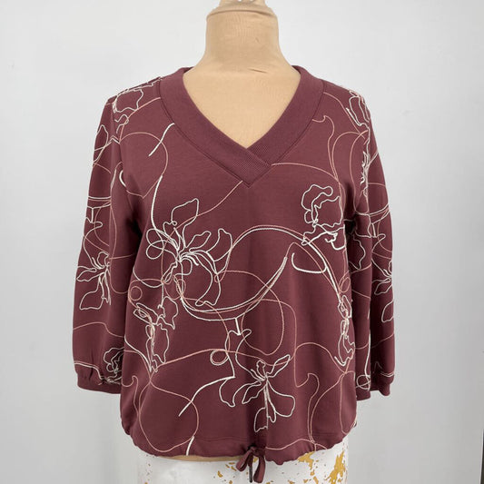 Chicos Floral Embroidered Sweatshirt