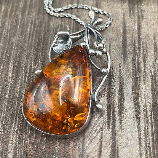 Ster Amber Pndnt Ncklc