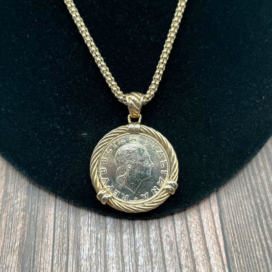 Lire Coin Pendant Necklace