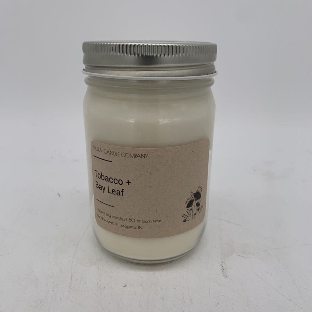 Tobacco + Bay Leaf 12oz Mason Jar Candle
