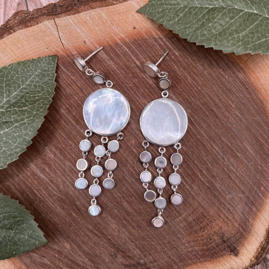 Sterling and Shell Drop Earrings