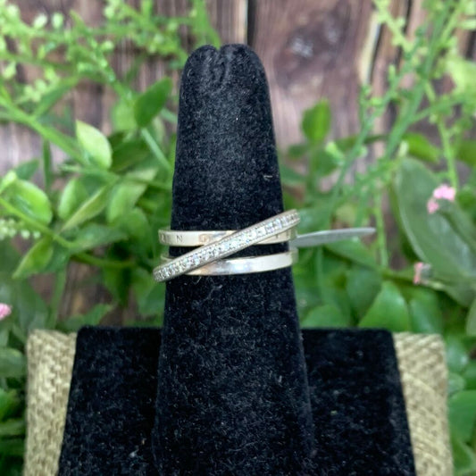 Pandora Crossover Pavé Triple Band Ring