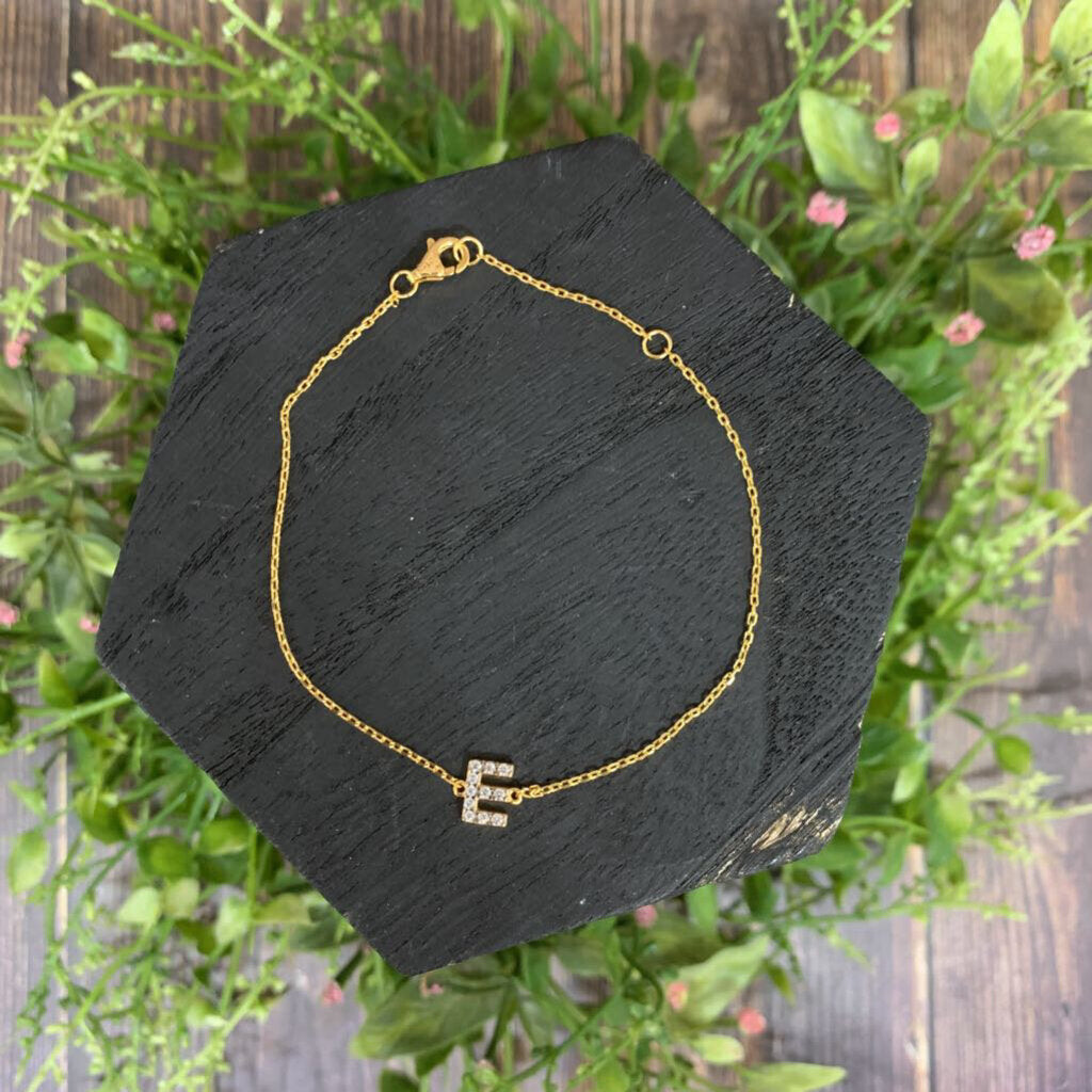 14k Gold Plated Sterling Letter E Bracelet