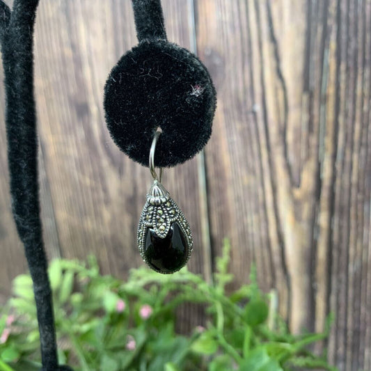Sterling & Onyx Drop Earrings