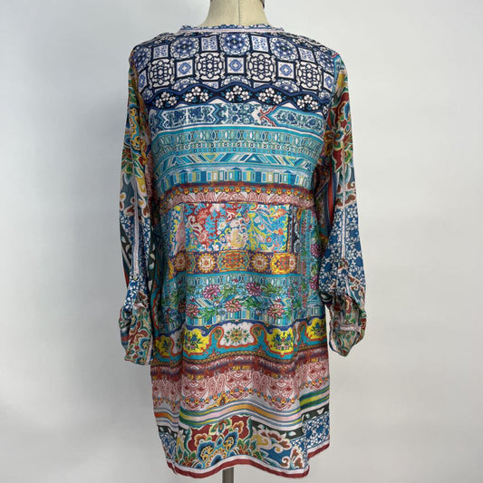 Johnny Was L/s Silk Floral Shirt