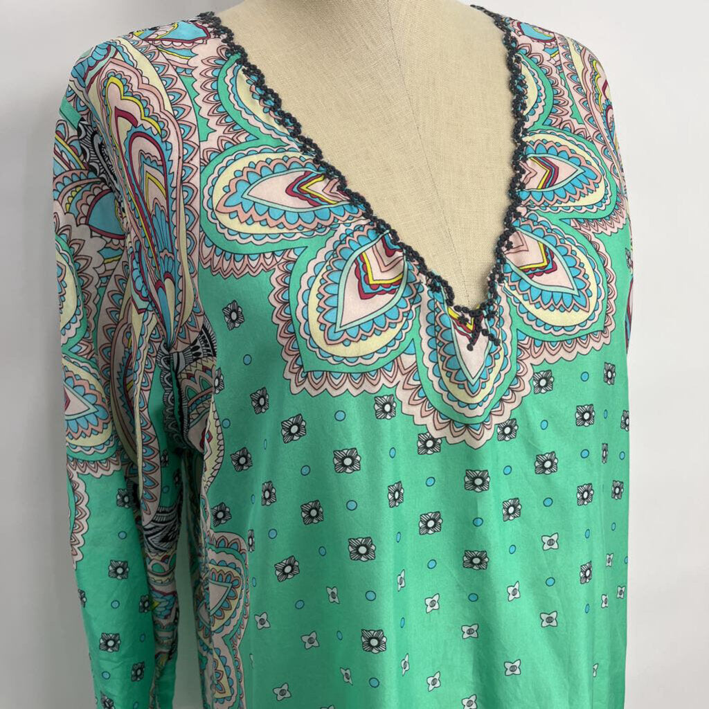 Johnny Was 3/4 Slv Silk Shirt