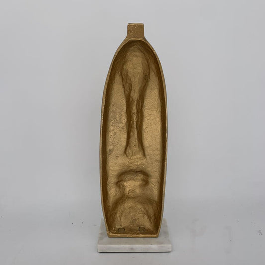 Metal Face Sculpture on Marble Base