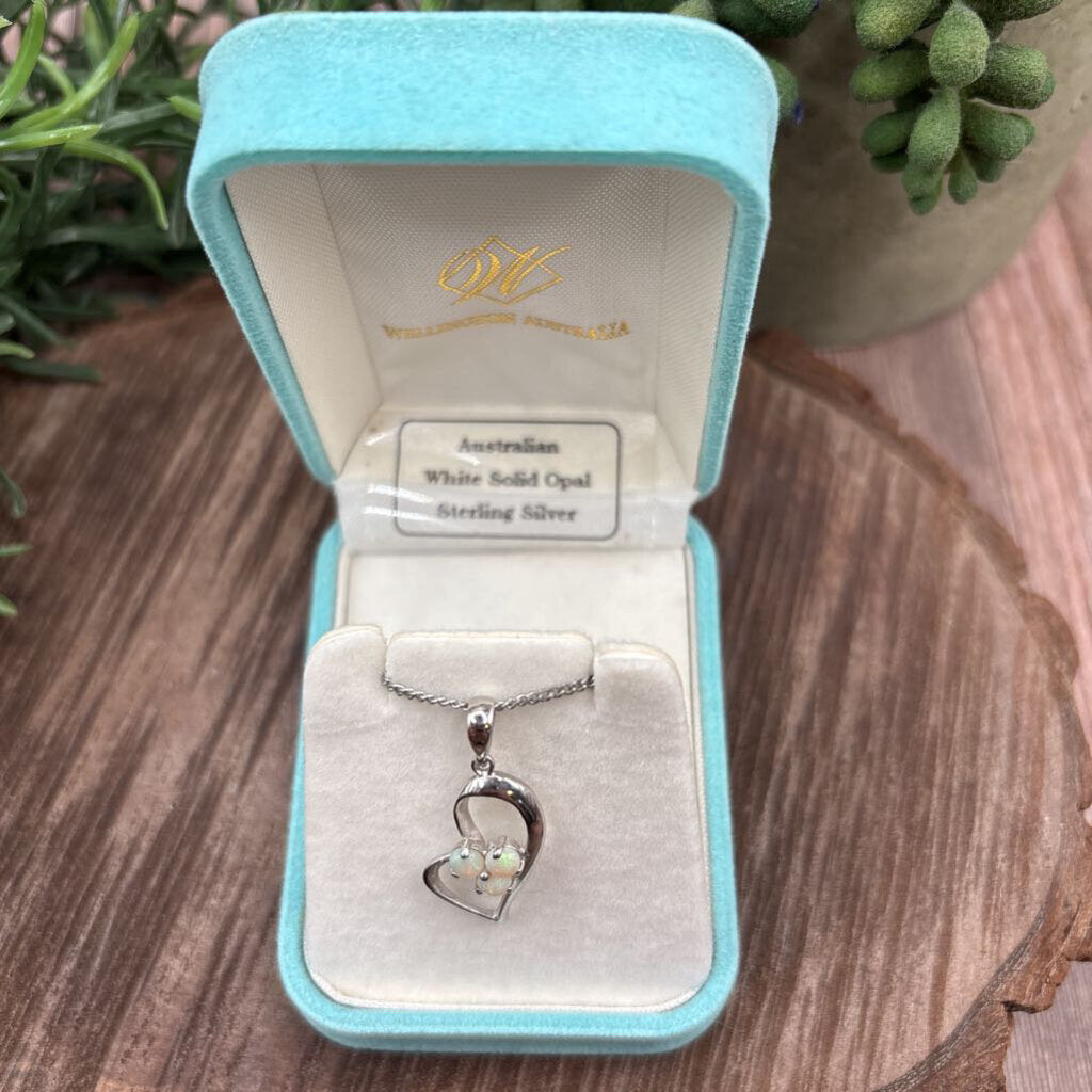Sterling & Opal Heart Necklace