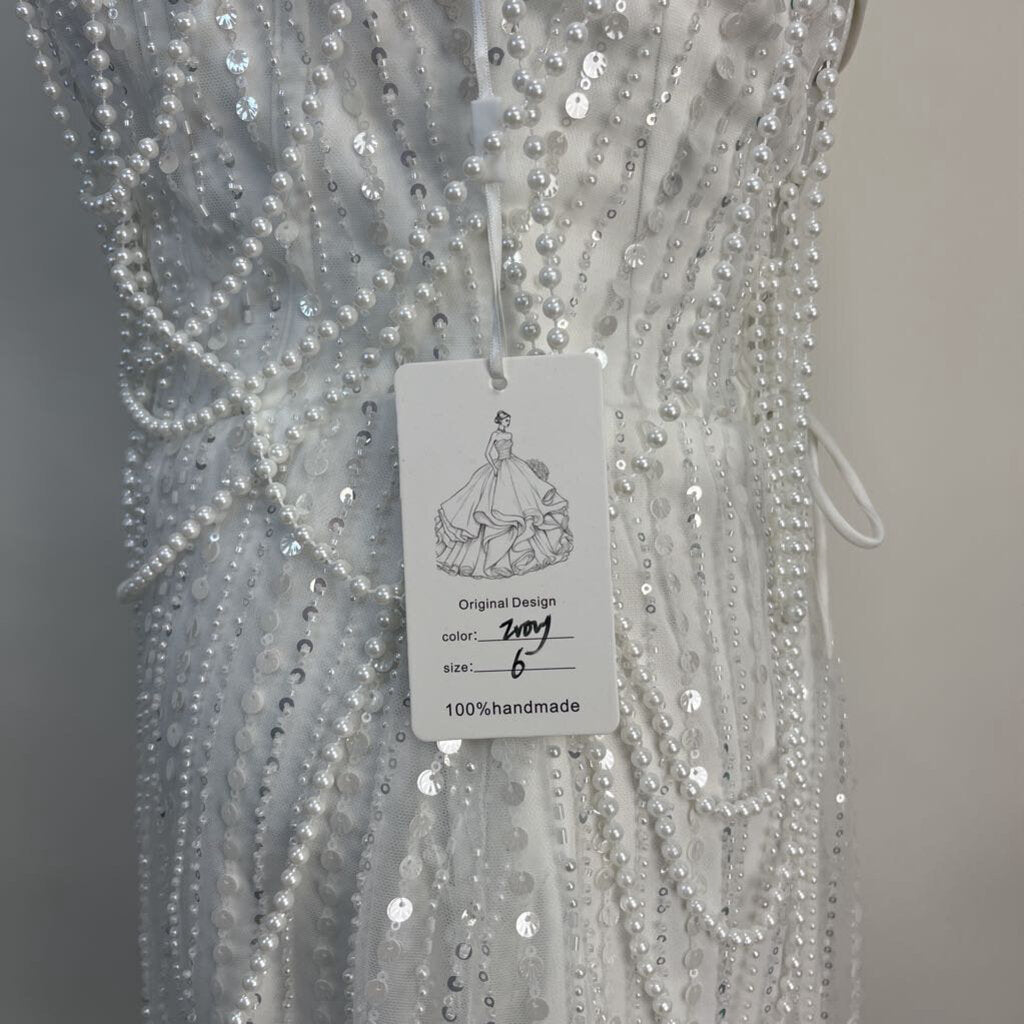 Pearl Trim Strplss Dress