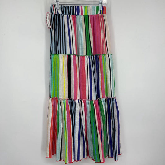 Vilagallo Linen Stripe Maxi Skirt