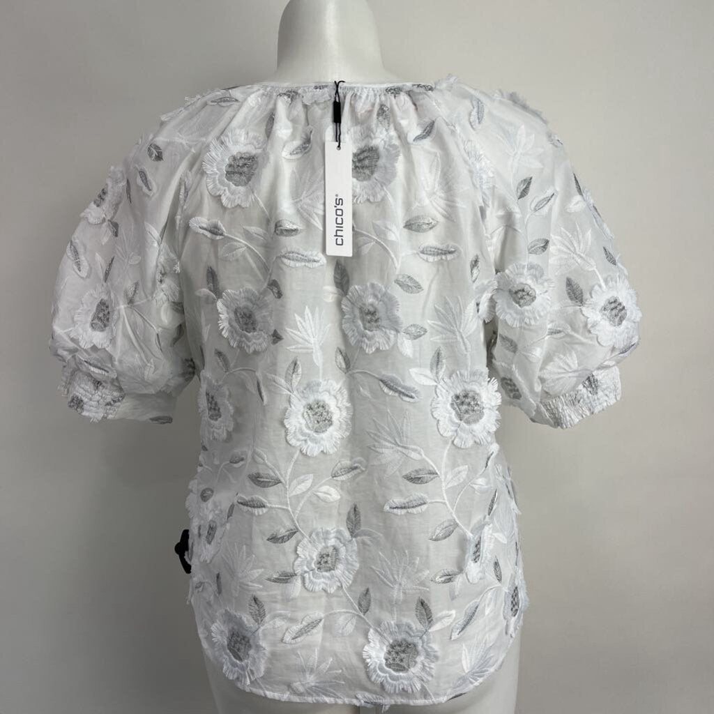 Chicos Floral Peasant Top
