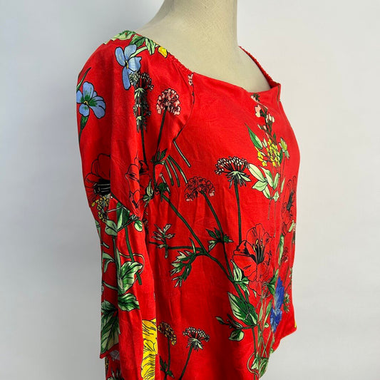 Alice + Olivia 3/4 Bell Slv Floral Shirt