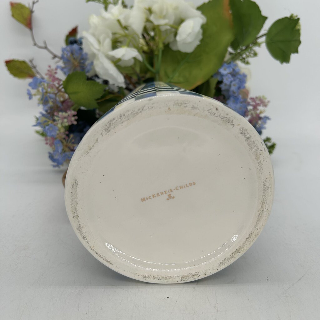 Faux Flowers in Striped & Checked Pictcher