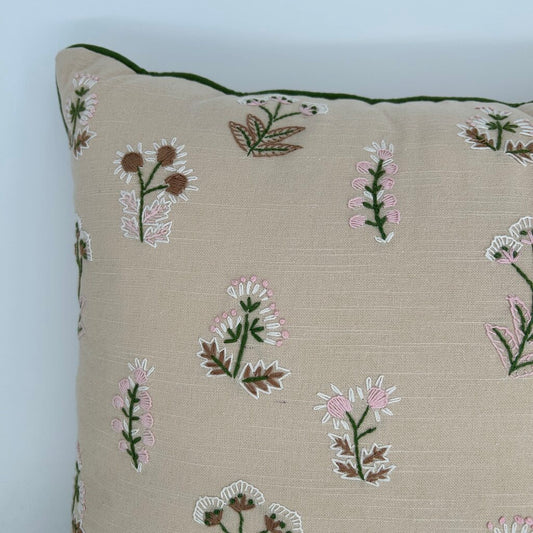 Floral Embroidered Pillow