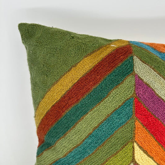 Embroidered Geometric Pillow
