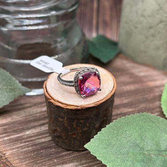 Sterling Gem & Diamond Ring