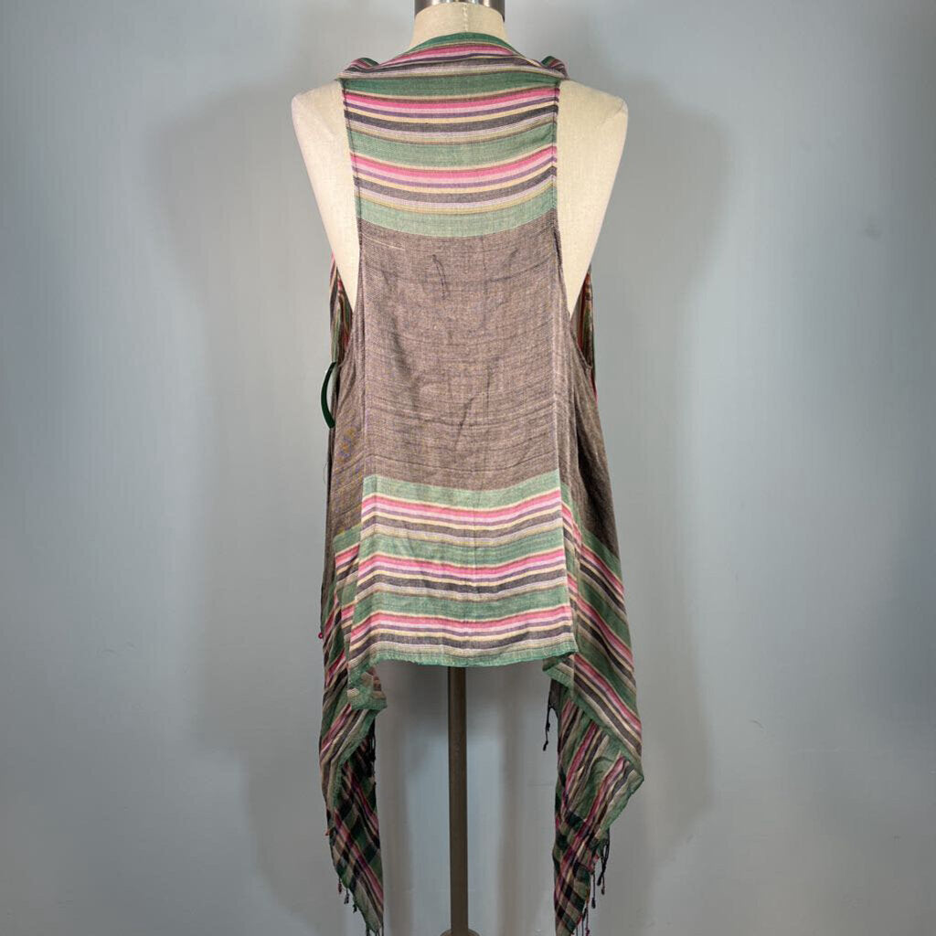 Striped Open Vest