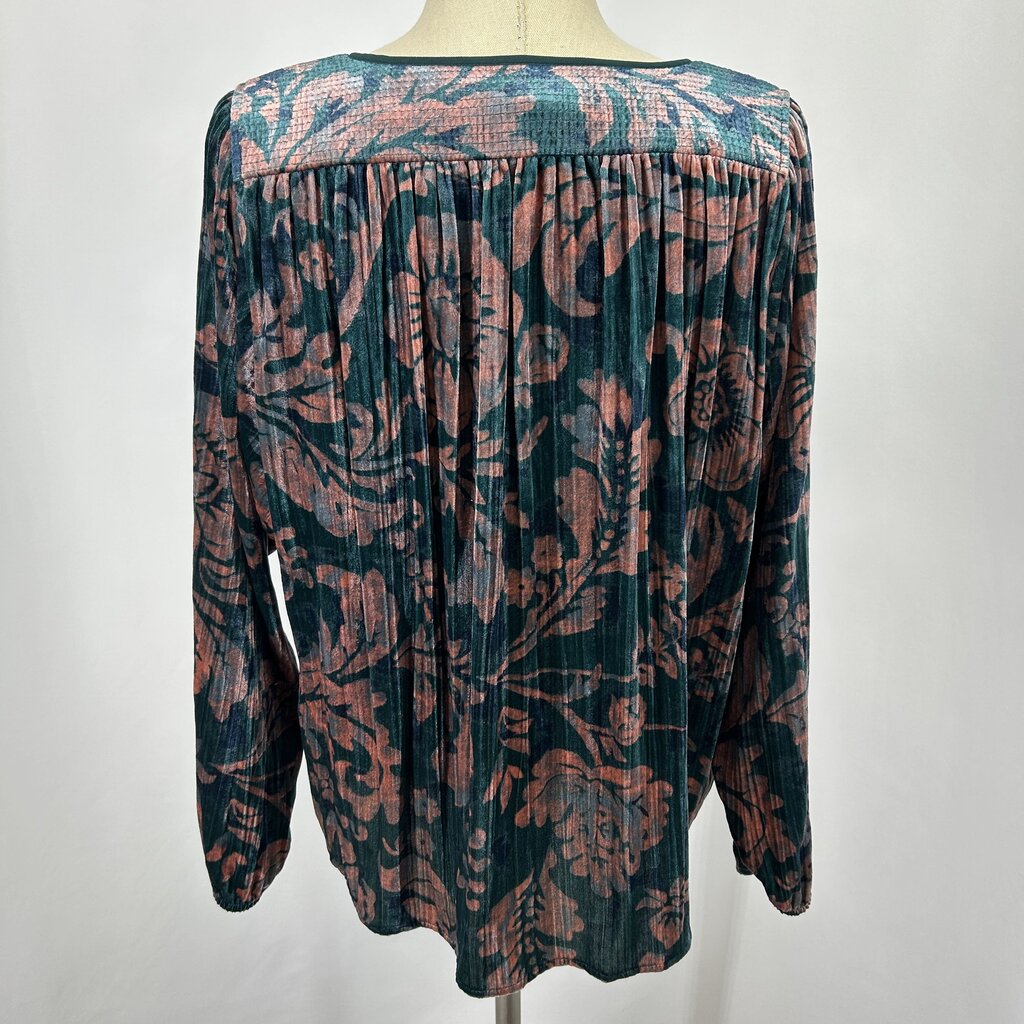 Anthropologie L/s Floral Velvet Shirt