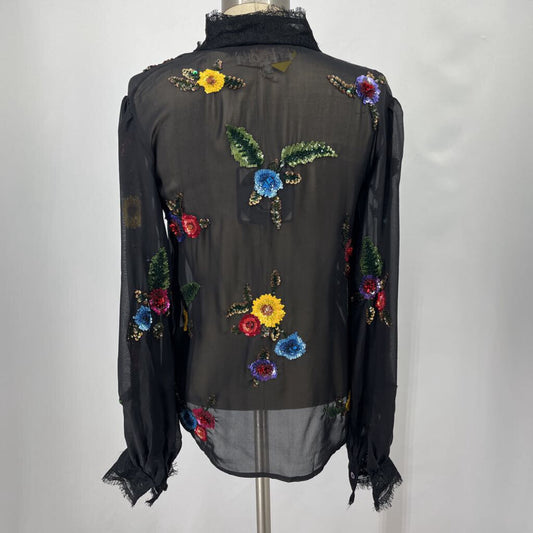 LA Fuori L/s Sequin Silk Blouse
