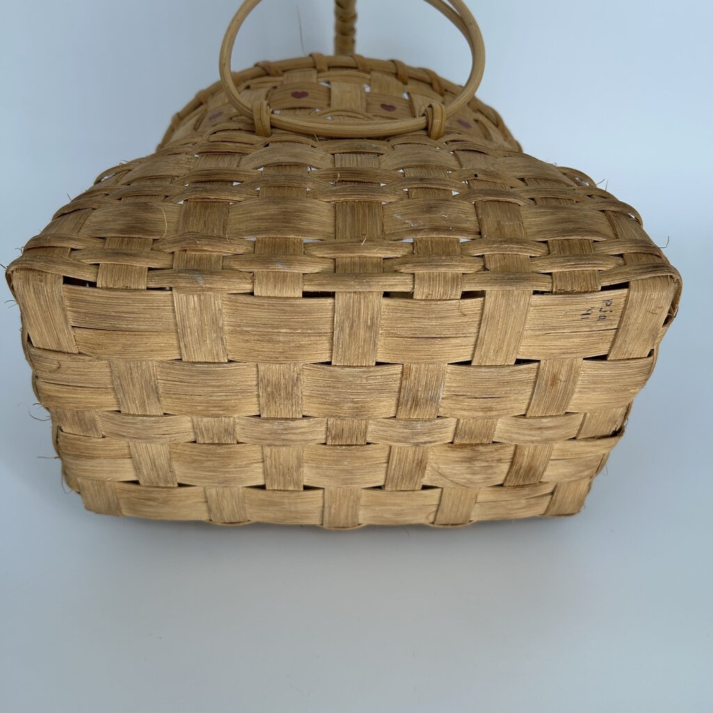Woven Handle Basket with Hearts