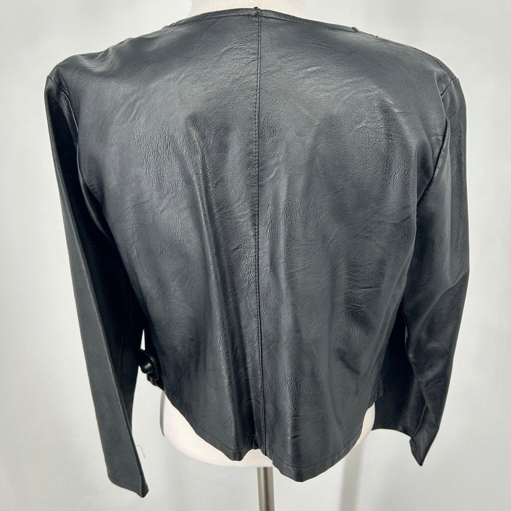 Vegan Leather Open Jacket