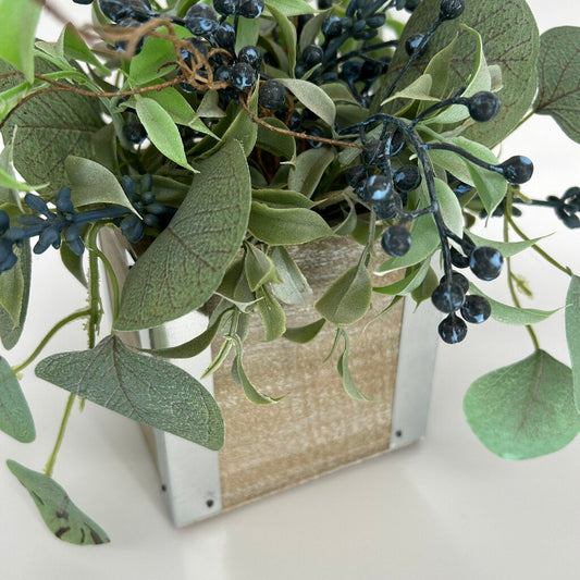 Faux Greenery in Square Planter
