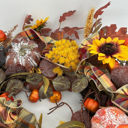 Faux Pumpkin Wreath