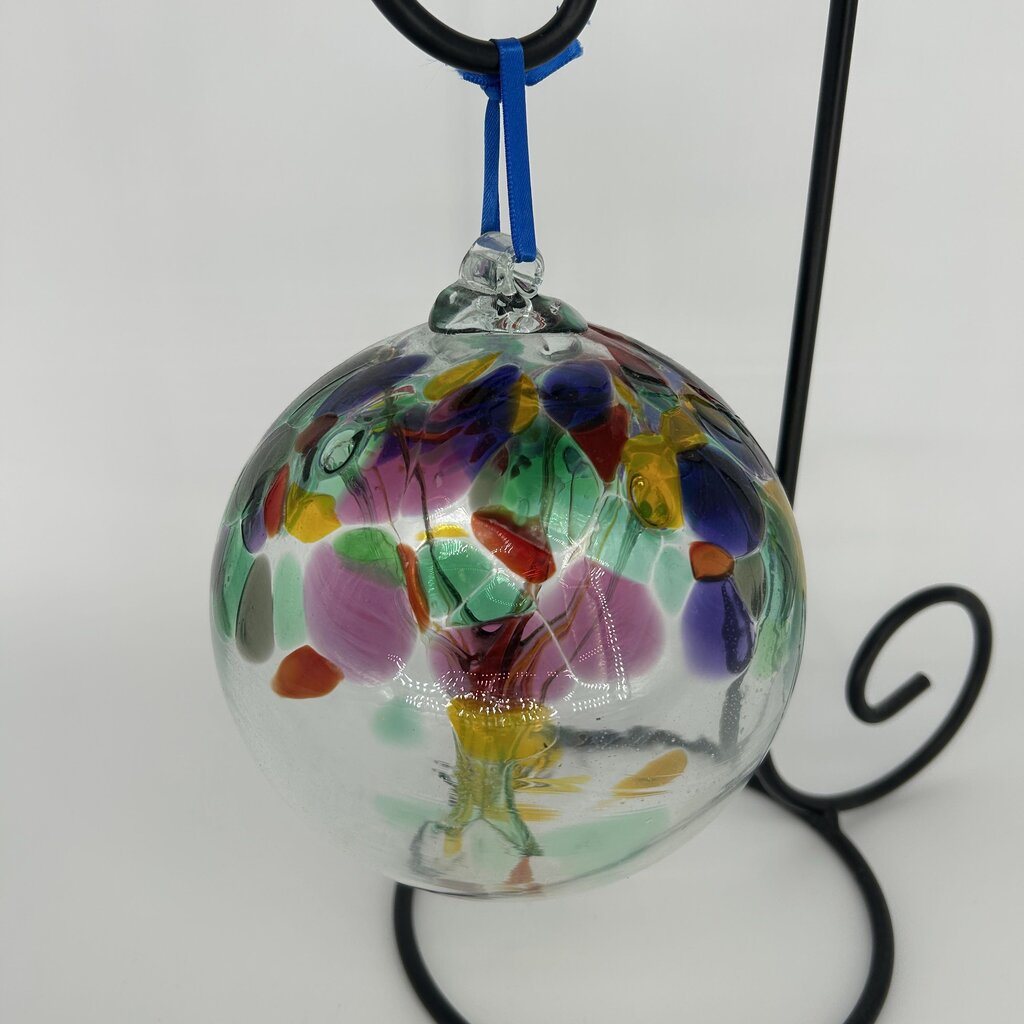 Blown Glass Witches Globe w/ Stand