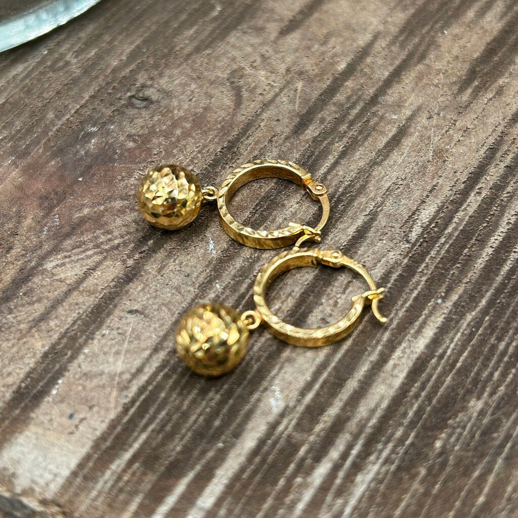 14k Ball Hoop Earrings