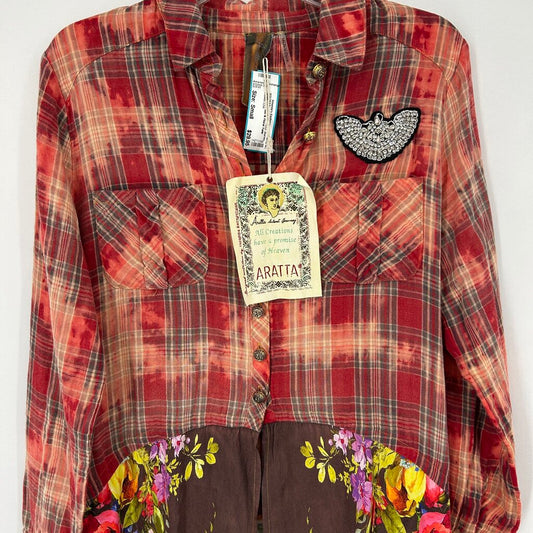 Aratta L/s Plaid & Floral Tunic