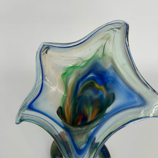 Art Glass Star Trumpet Vase