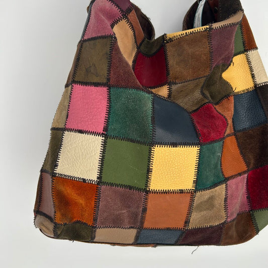 Leather Patchwork Hobo Handbag