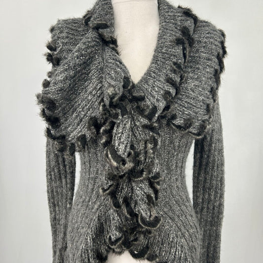 Lapis Cardigan w/Faux Fur Trim