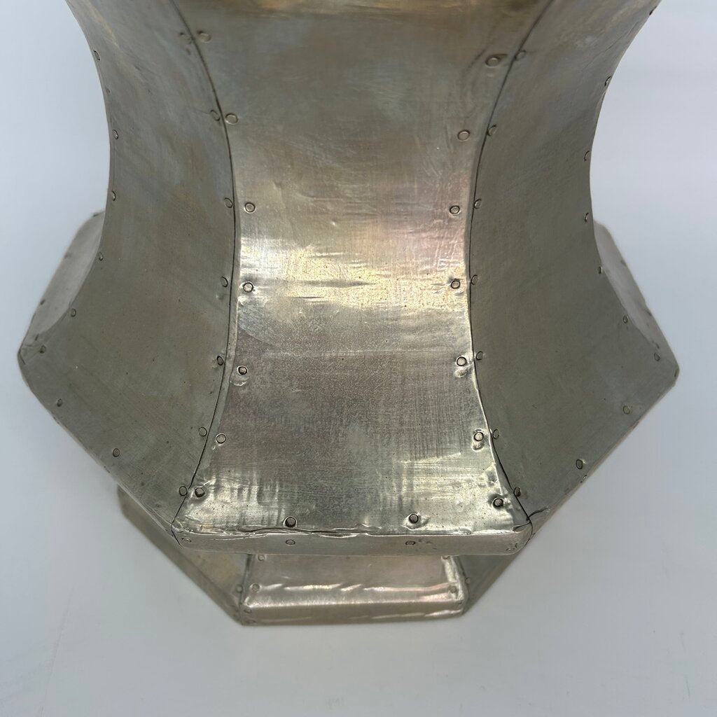 Metallic Panel Pedestal Candle Holder