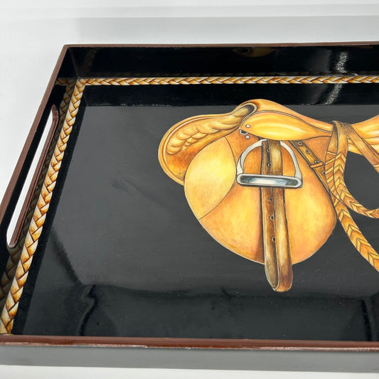 Lacquered Tray with Painted Saddle