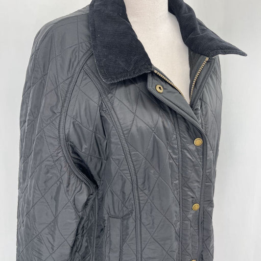 Barbour Quilted Coat with Plaid Trim
