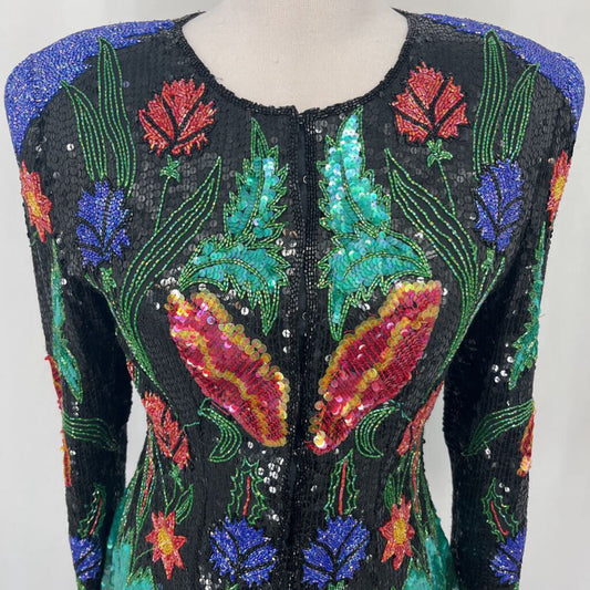 Vtg L/s Beaded Top