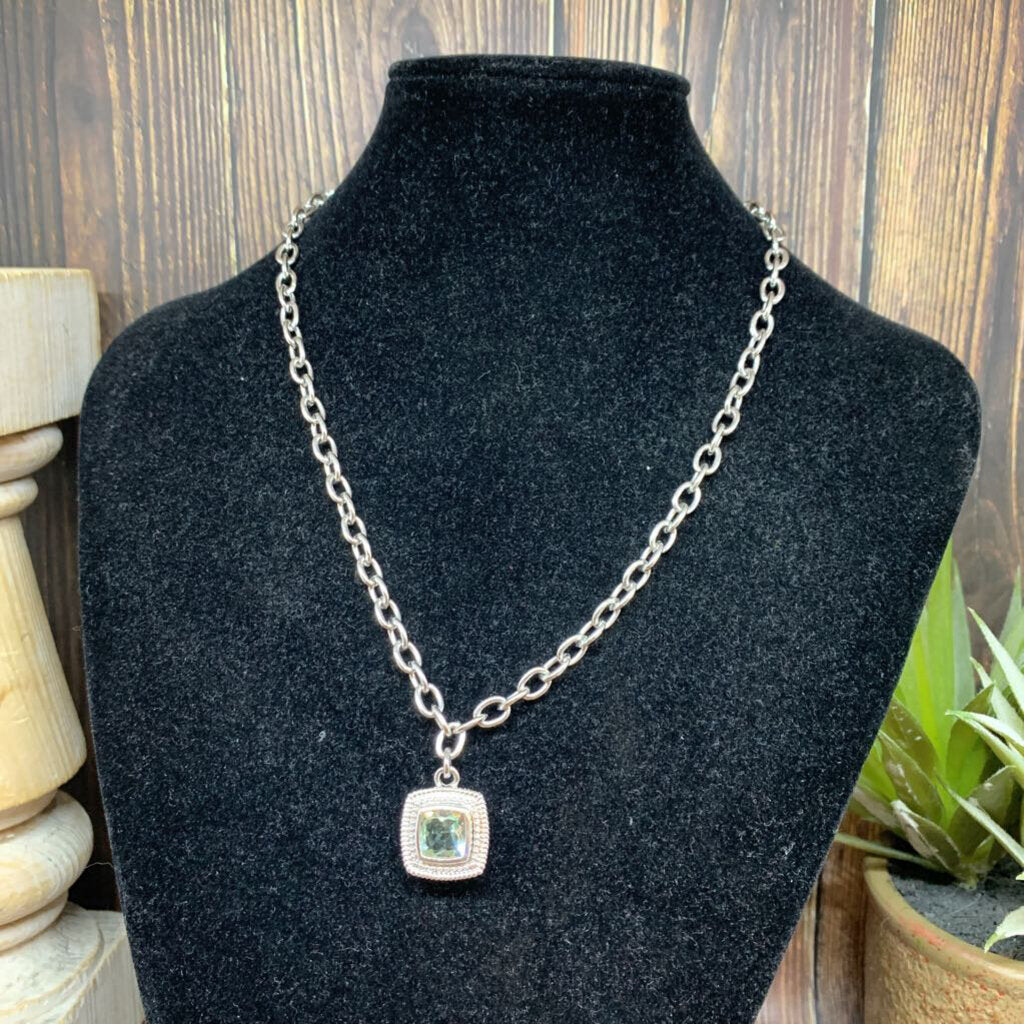 Sterling Chain & Gem Necklace