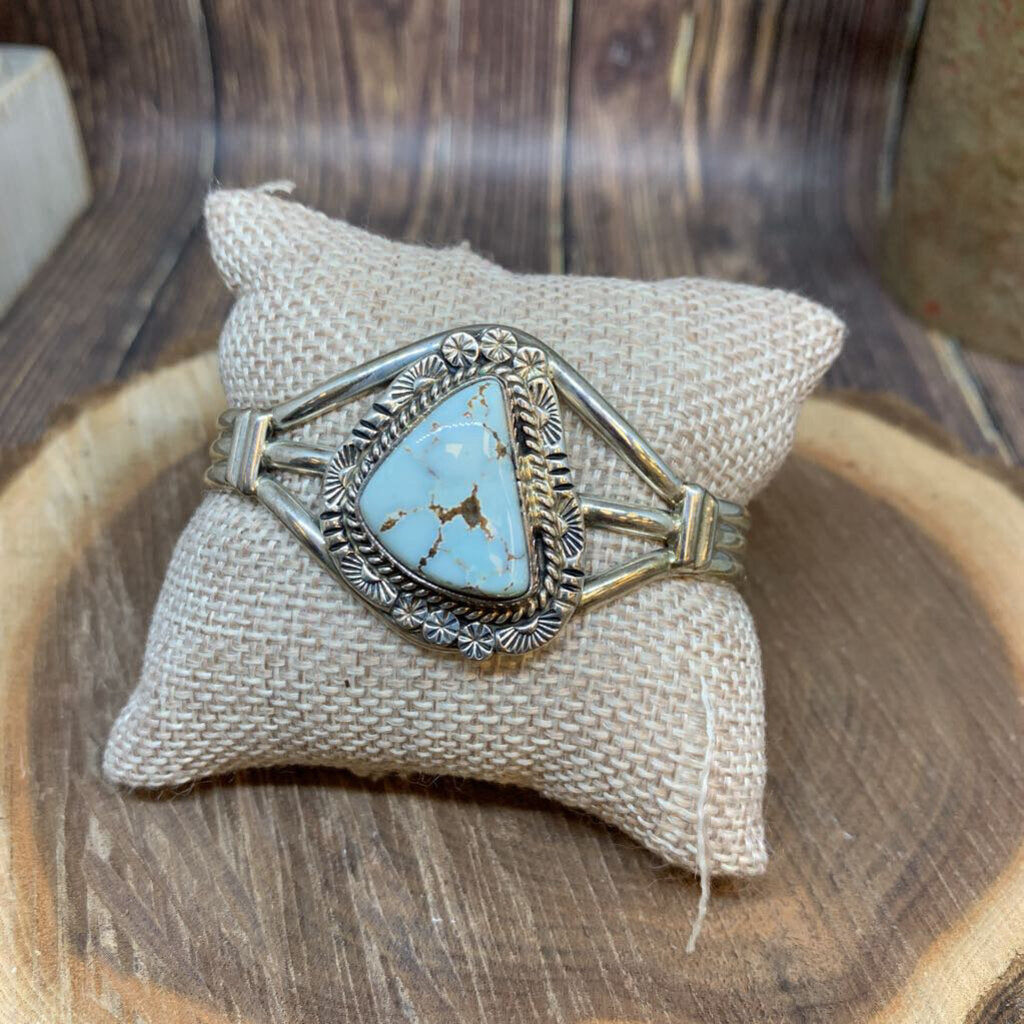 Navajo Sterling & Stone Cuff Bracelet