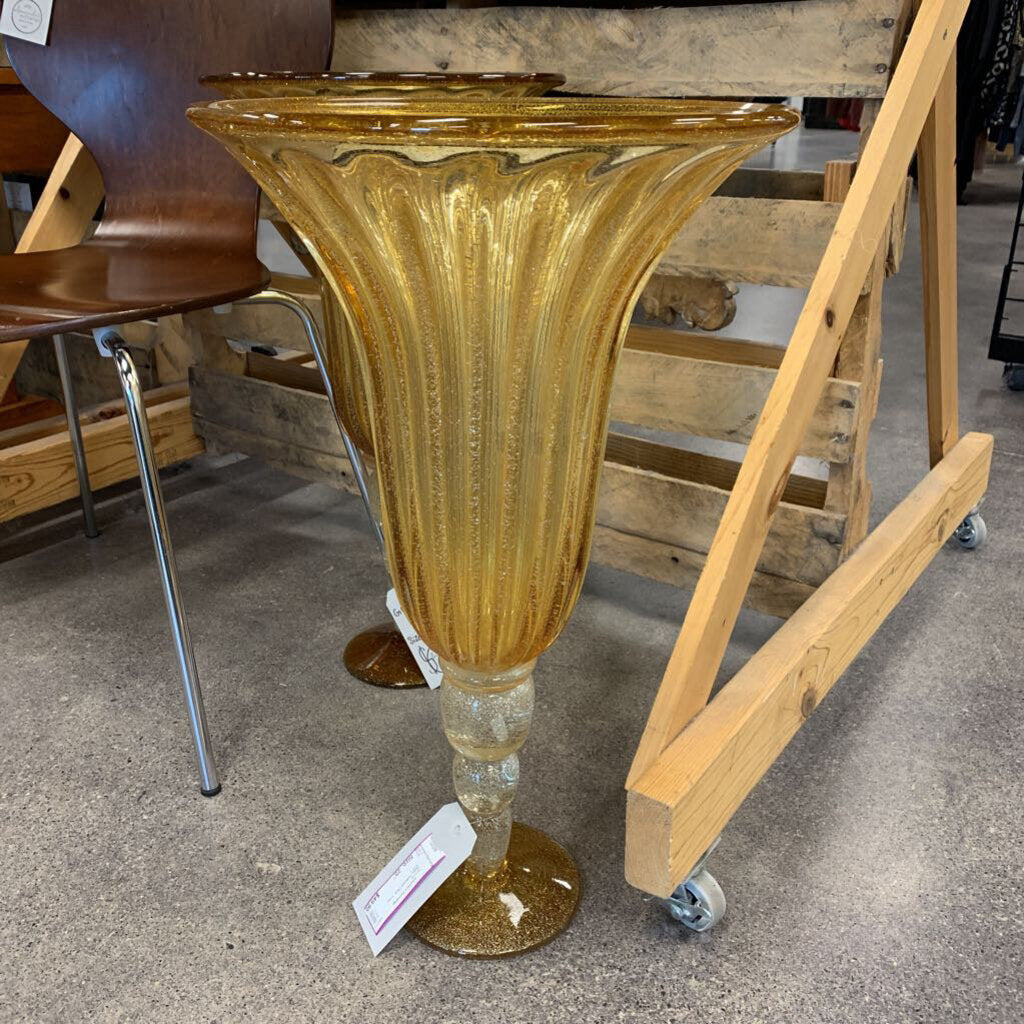 Glass Pedestal Floor Vase