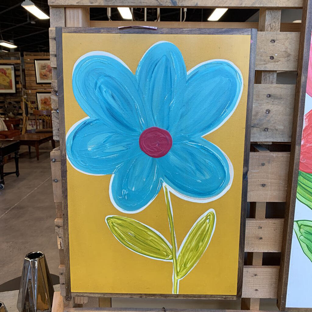 Hand Painted Flower on Wood
