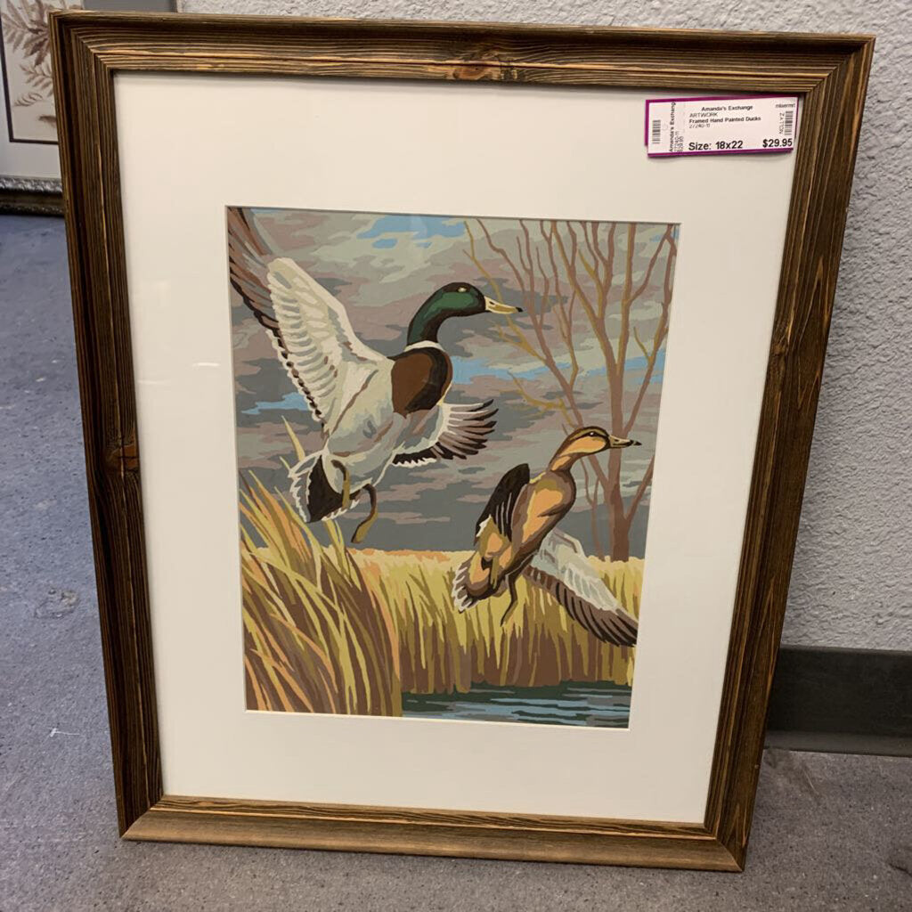 Framed Hand Painted Ducks