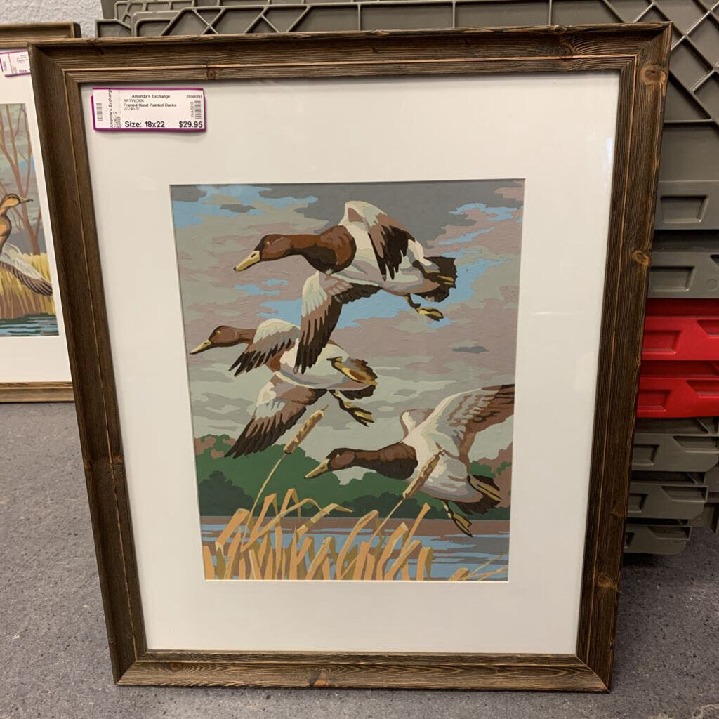 Framed Hand Painted Ducks