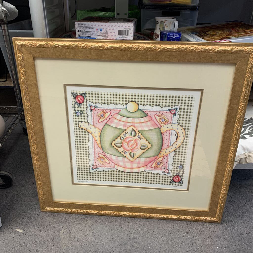 Framed Crochet Look Teapot