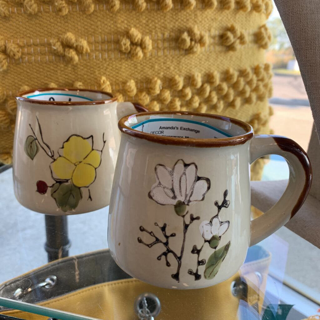 Floral Stoneware Mugs