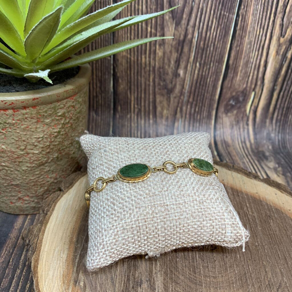 Vintage 12K GF Jade Bracelet