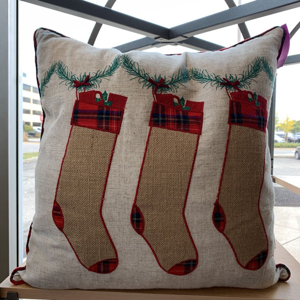 Embroidered Stockings Pillow